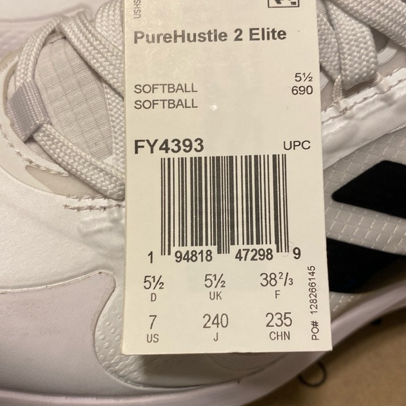 Adidas Purehustle 2 Elite Women’s White/Black Softball Cleats Size 7 NWT - Picture 3 of 6